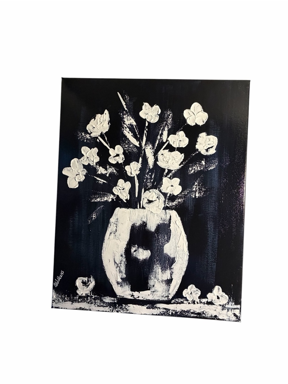 Original Artwork Acrylic’s On Canvas Floral Textured White Floral 16 x 20"